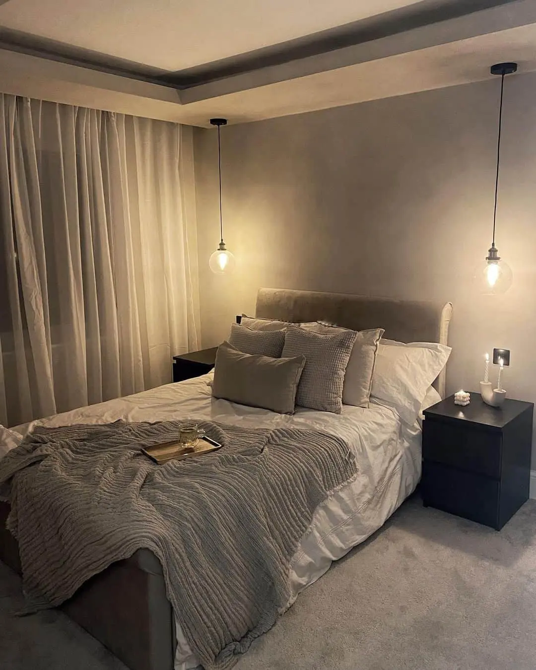 Frame Pendant Lights with a Recessed Ceiling Detail