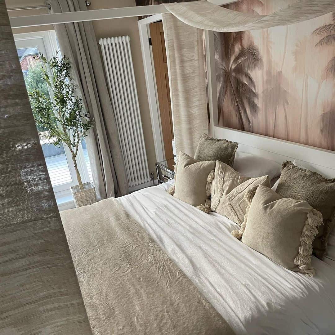 Textured Cushions Add Boho Flair to a Neutral Bed