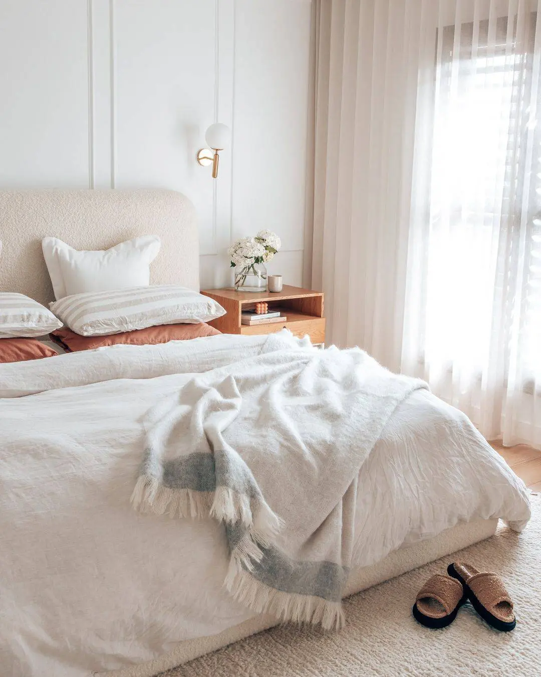 Soften Your Bed with a Textured Boucle Headboard