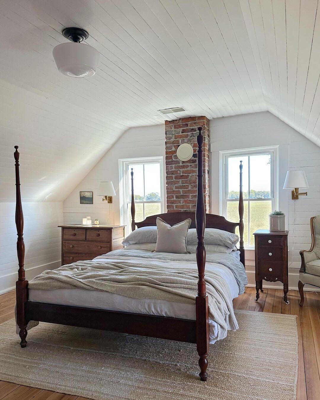 Four-Poster Bed for Dark Wood Warmth