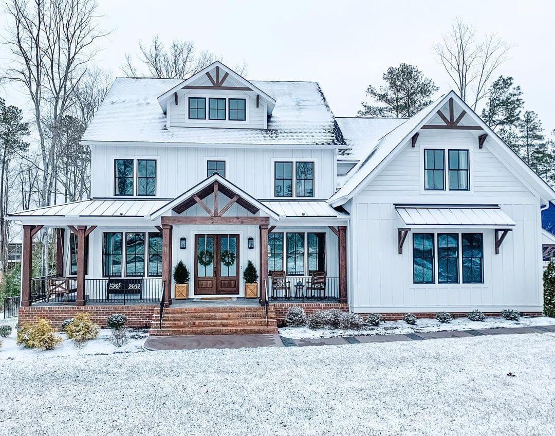 Wooden Gable Brackets Add Architectural Detail Above Windows