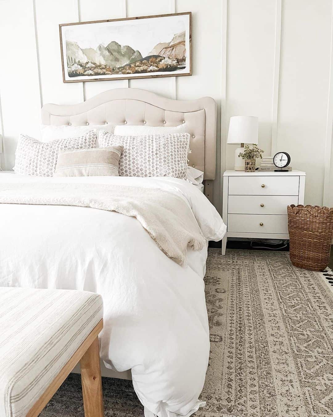 Tufted Upholstered Headboard for a Soft Bedroom Focal Point