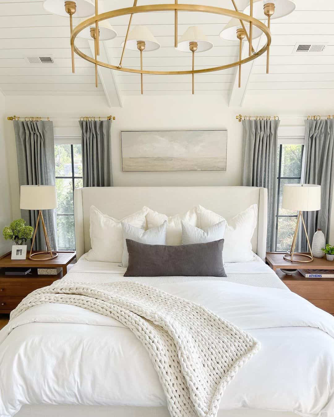 Minimalist Landscape Art Above the Bed