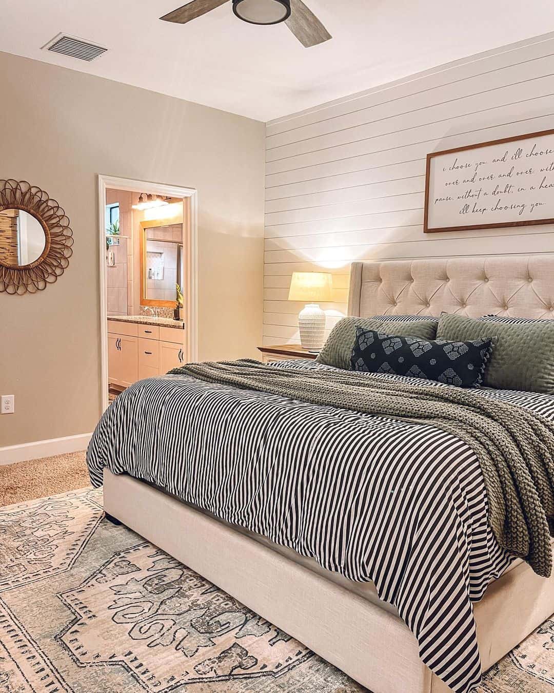 Frame Script Art Above a Tufted Headboard