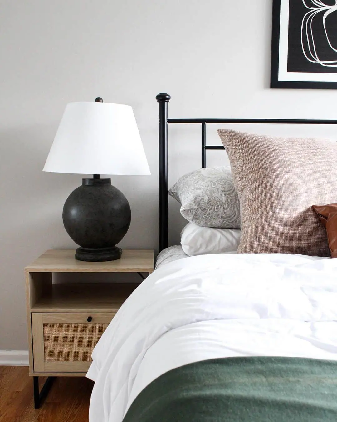 Cane-Inlay Nightstand Adds Breezy Texture to Modern Bedroom