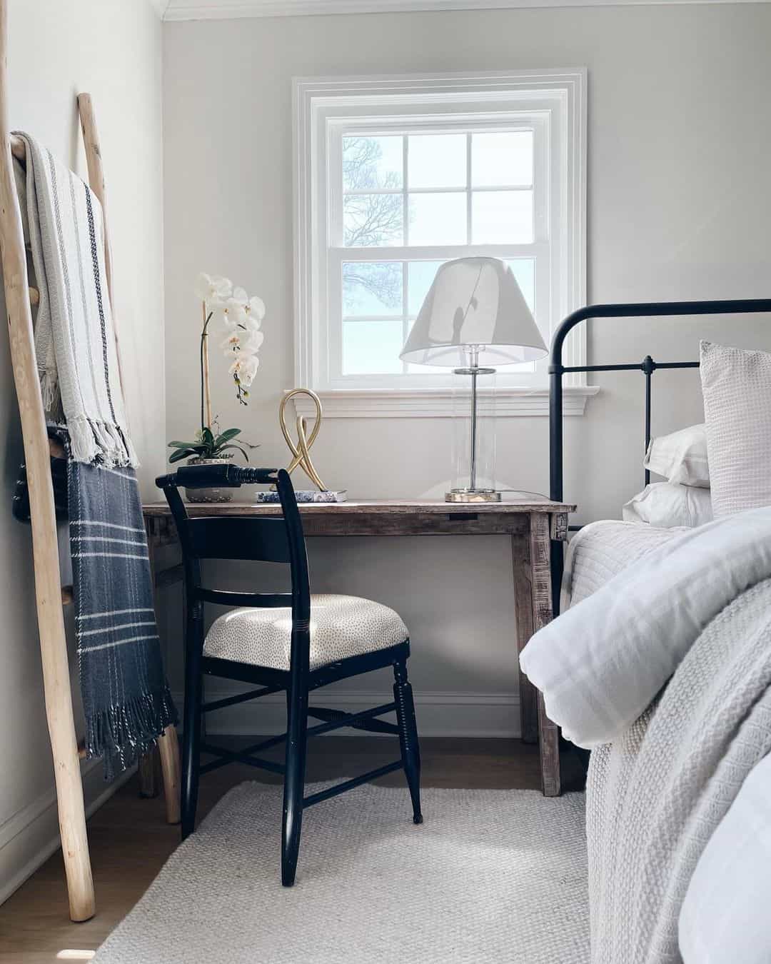 Leaning Ladder Stores Extra Throws and Blankets