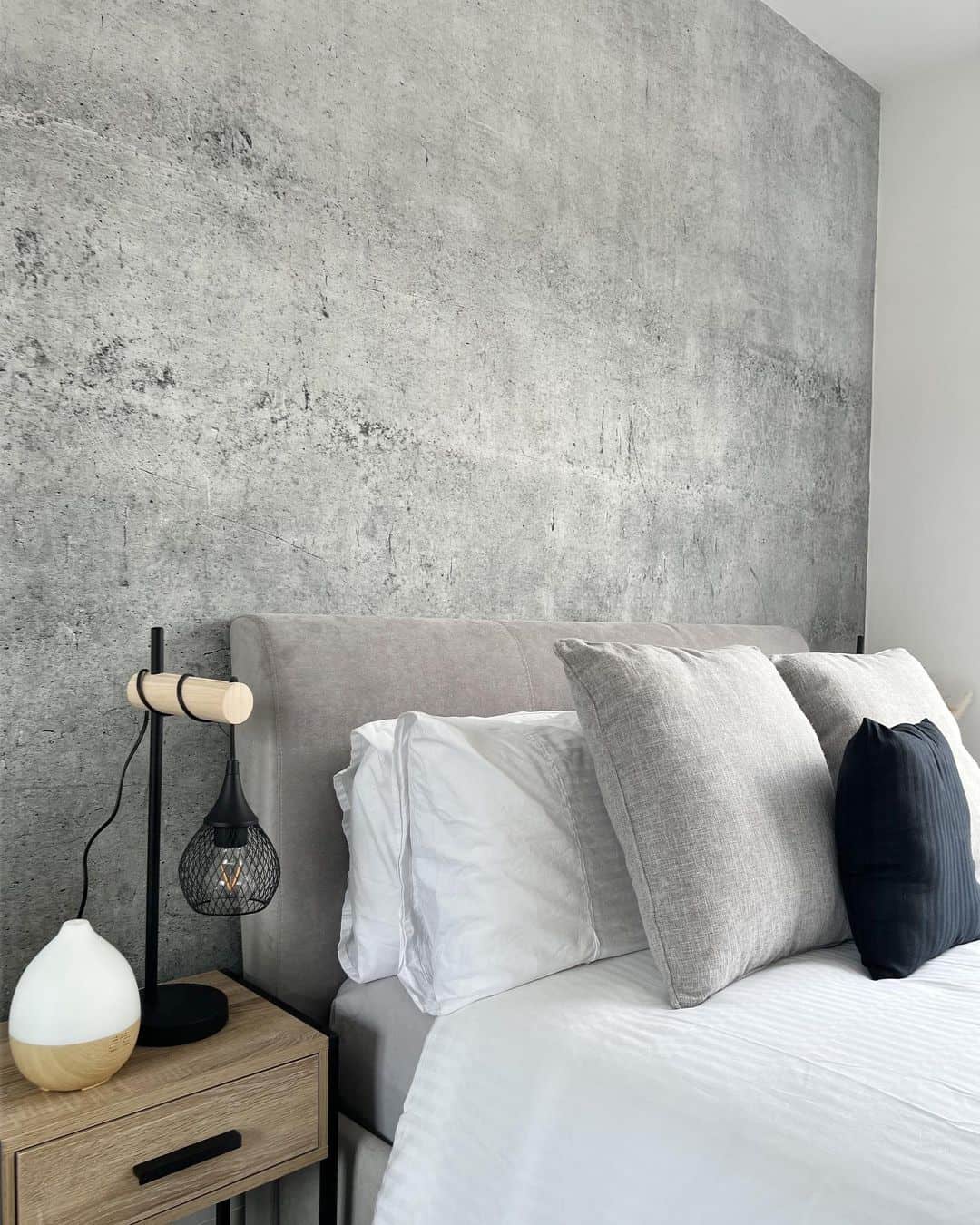 Textured Concrete Wallpaper Creates an Industrial Backdrop