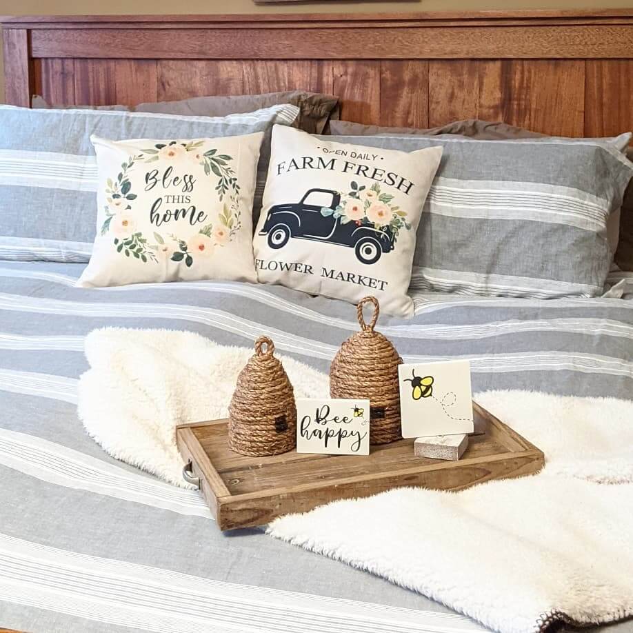 Woven Beehive Decor Adds Whimsical Charm To Bedside Tray