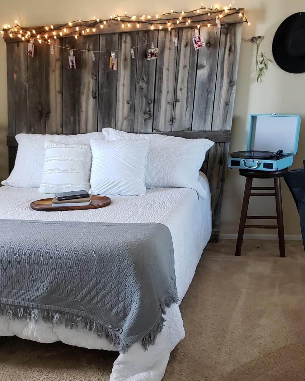 Personalize a Rustic Headboard with Lights and Photos