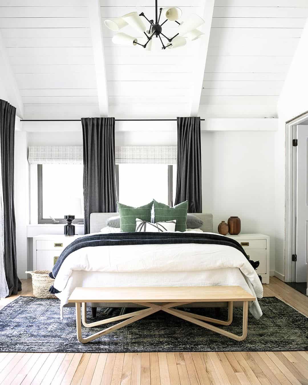Sloped Ceiling Bedside Tables Create Built-In Ambiance