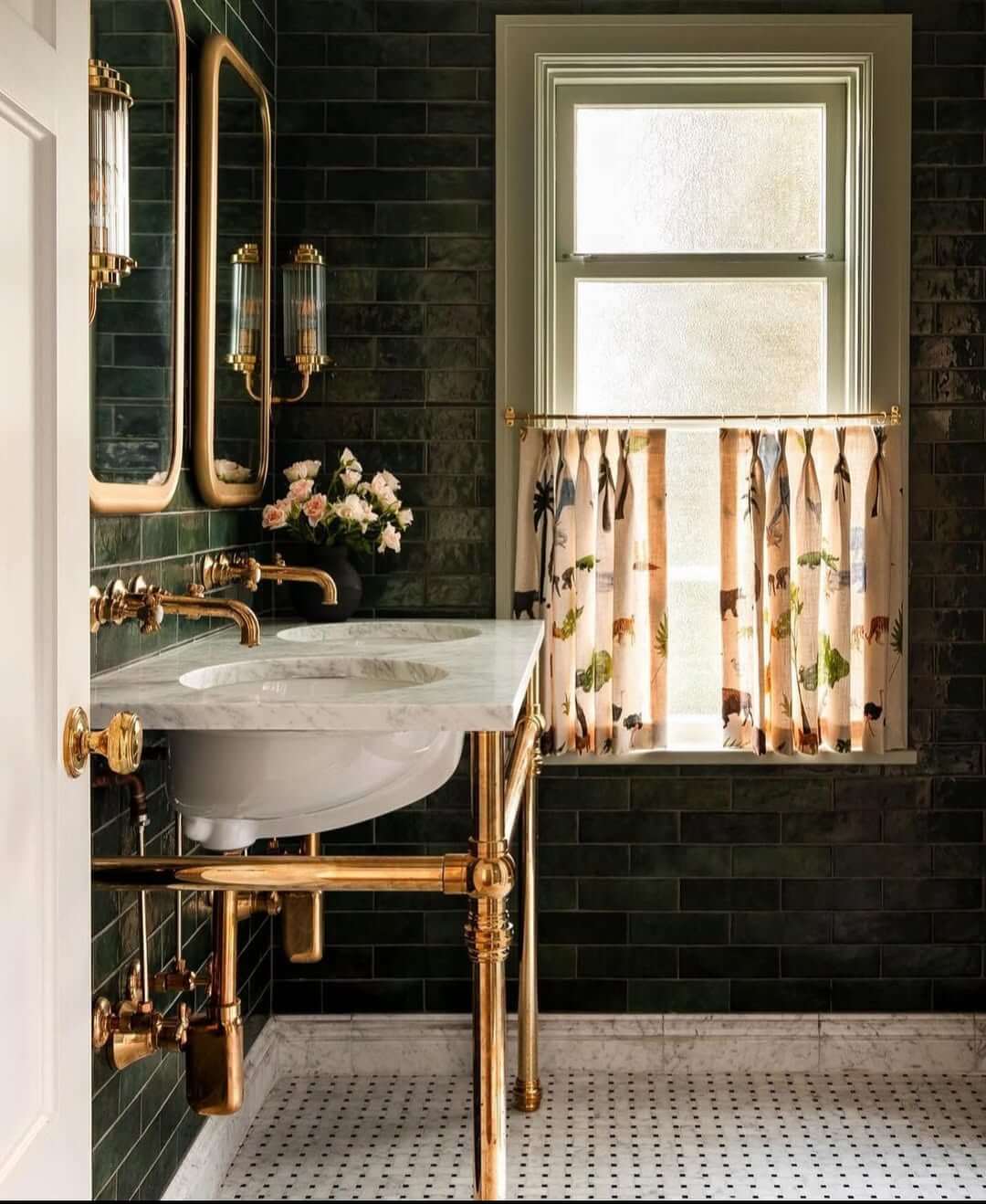 Brass Console Sink Legs Add a Glamorous Industrial Touch