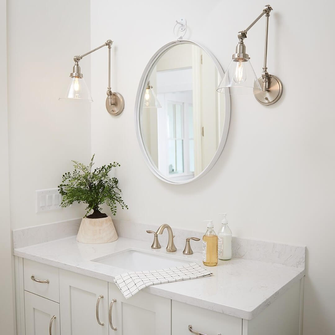 Adjustable Arm Sconces With Clear Cone Shades