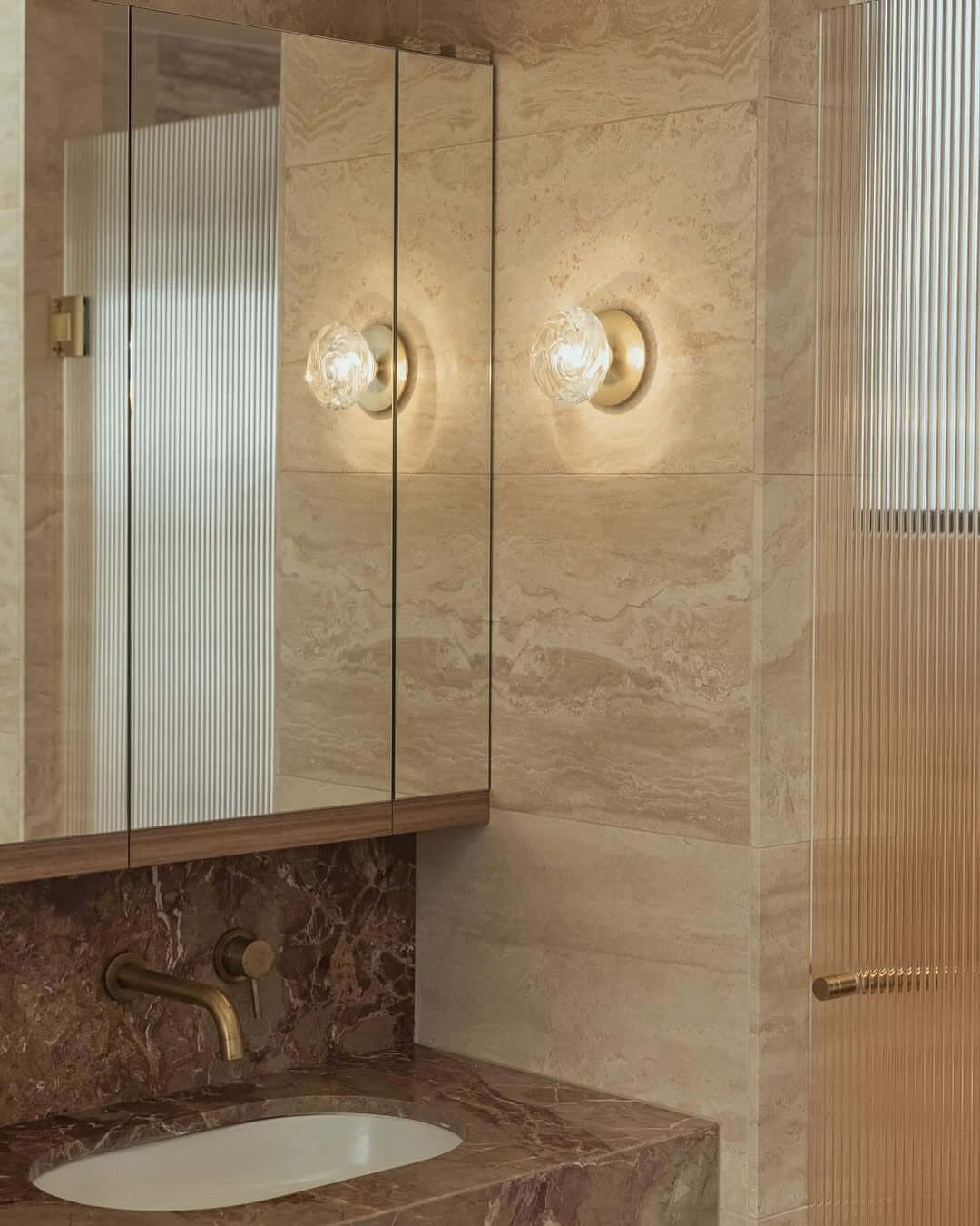 Textured Glass Globe Lights With Brass Mounts