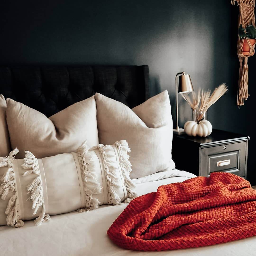 White Textured Pillow Adds Boho Detail to Bedding