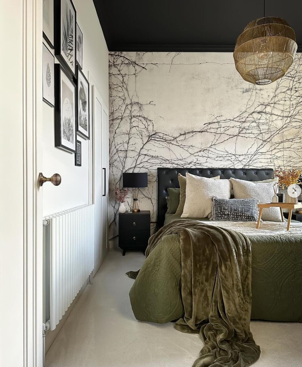 Textured Wallpaper Creates a Dramatic, Natural Backdrop
