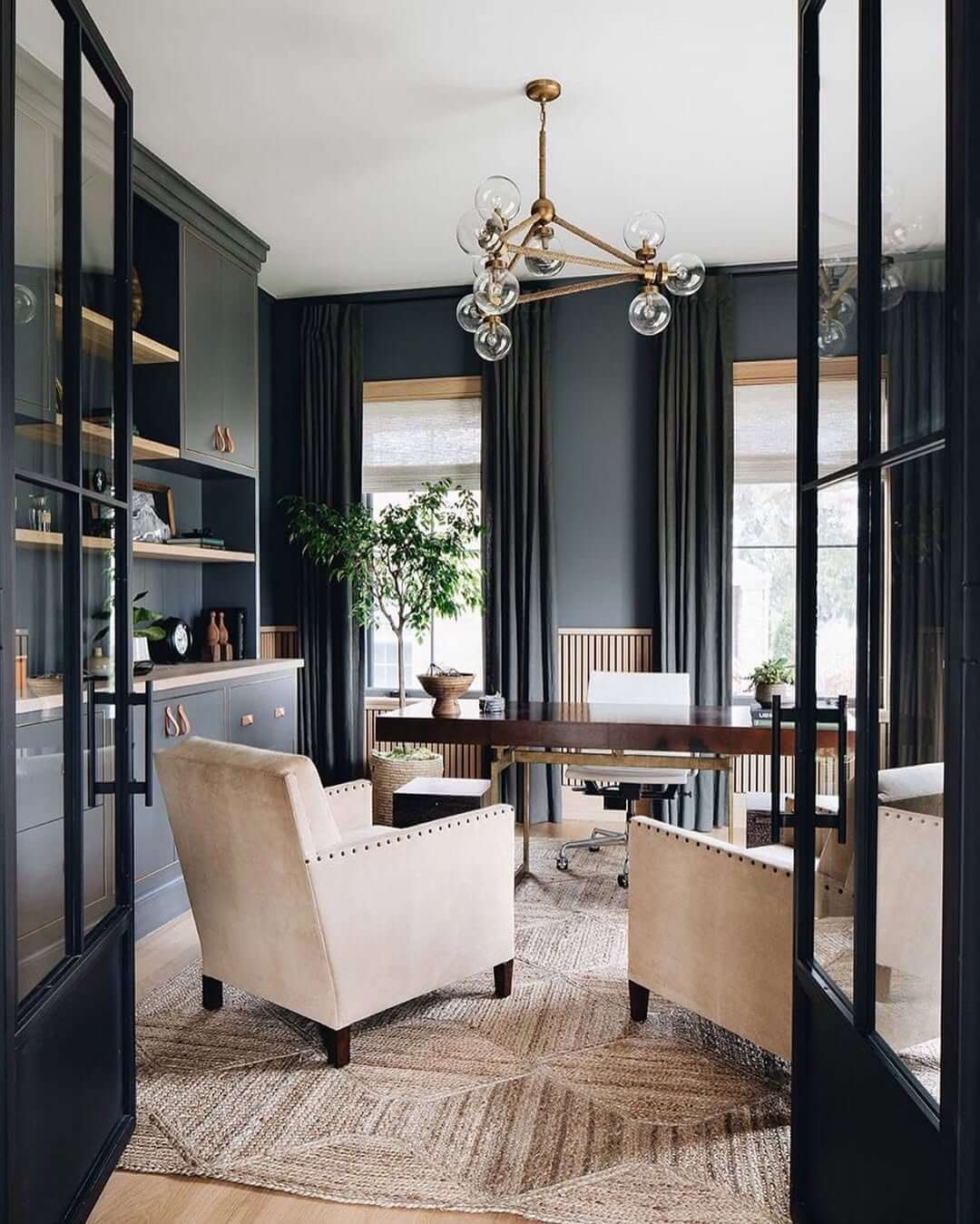 Frame Your Desk with Dark Teal Walls