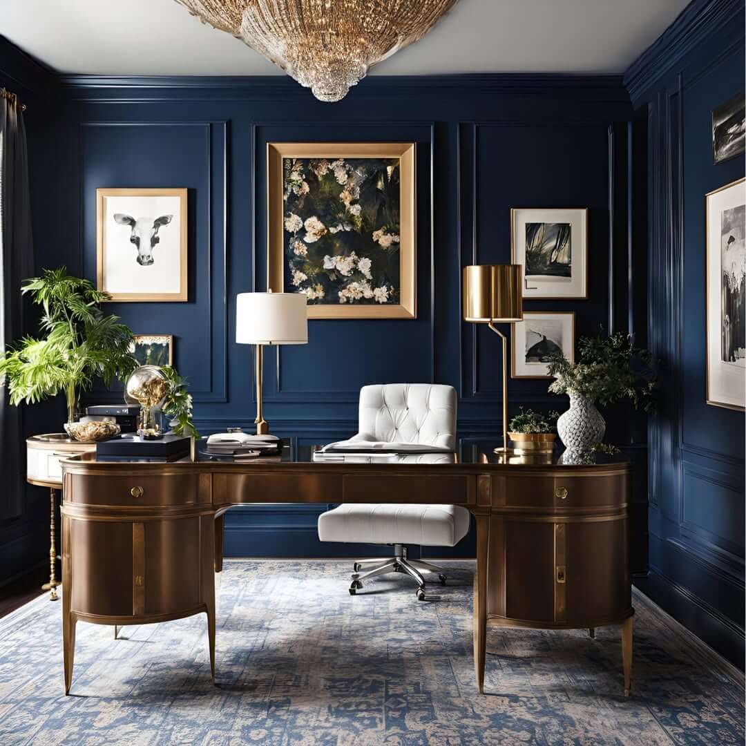 Gold-Framed Artwork Adds a Dramatic Focal Point