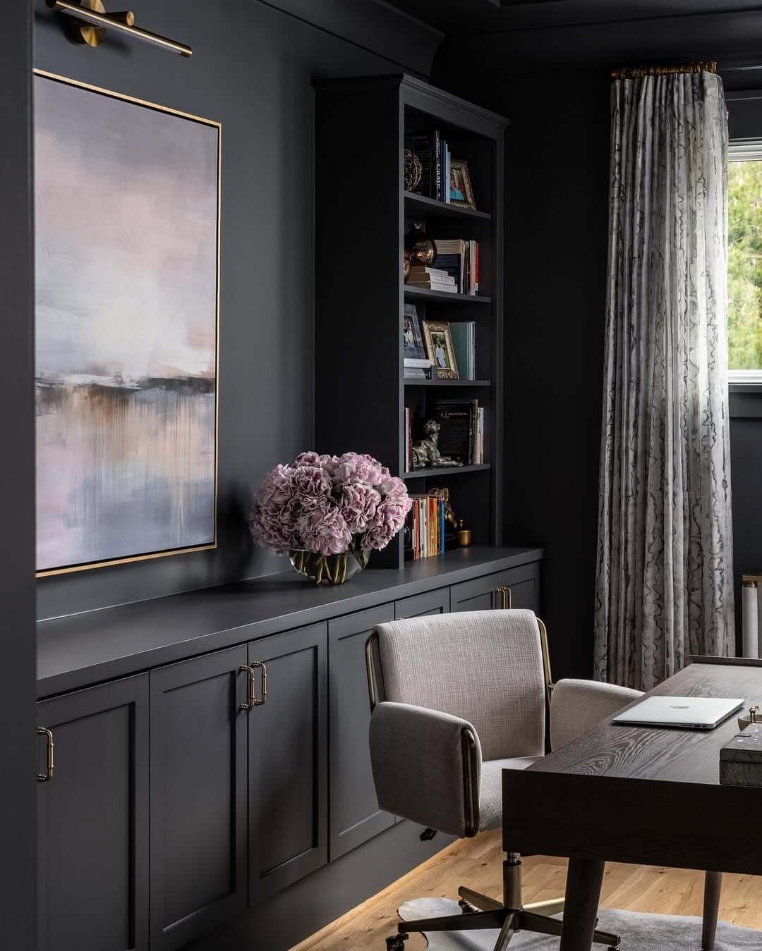 Soften Dark Walls with Framed Abstract Art