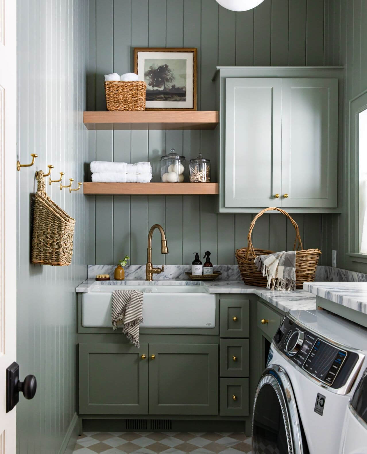 Wood-Framed Art and Shelving for Natural Touches
