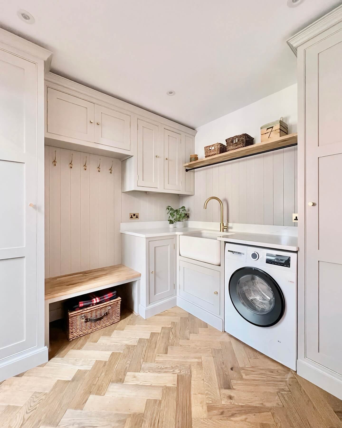 Open Wood Shelf for Display Above Washer