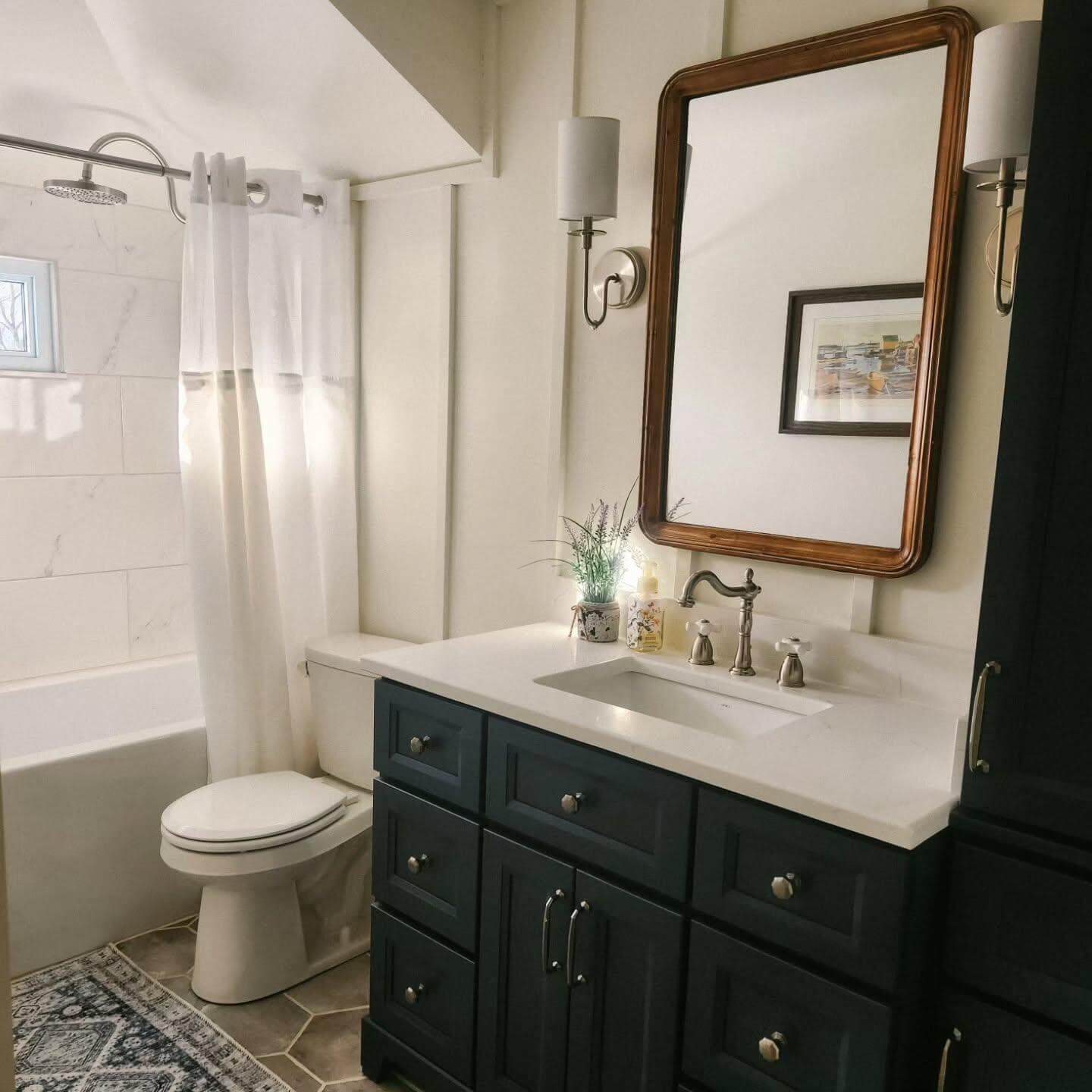 Ground Your Palette with a Deep Navy Vanity