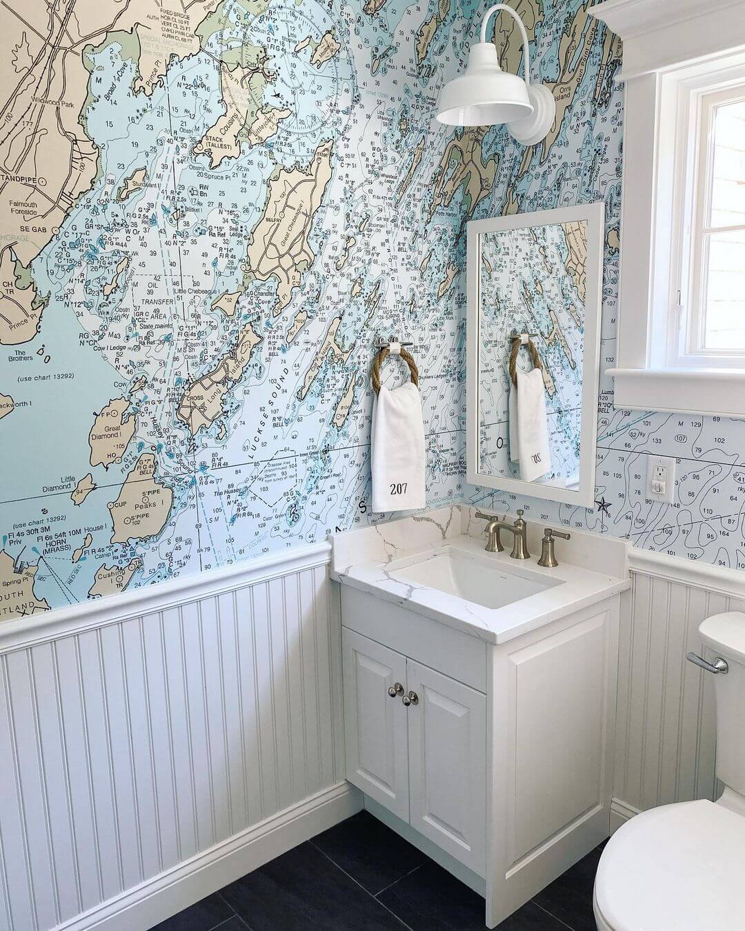Nautical Chart Wallpaper Creates a Bold Statement Wall