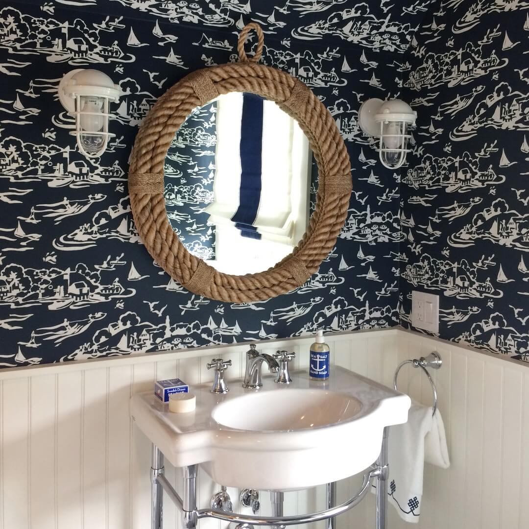 Contrast Rope Texture with Busy Sailboat Wallpaper