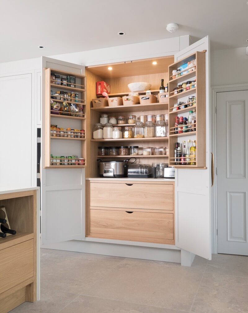 Double Cabinet Storage with Pull-Out Spice Racks