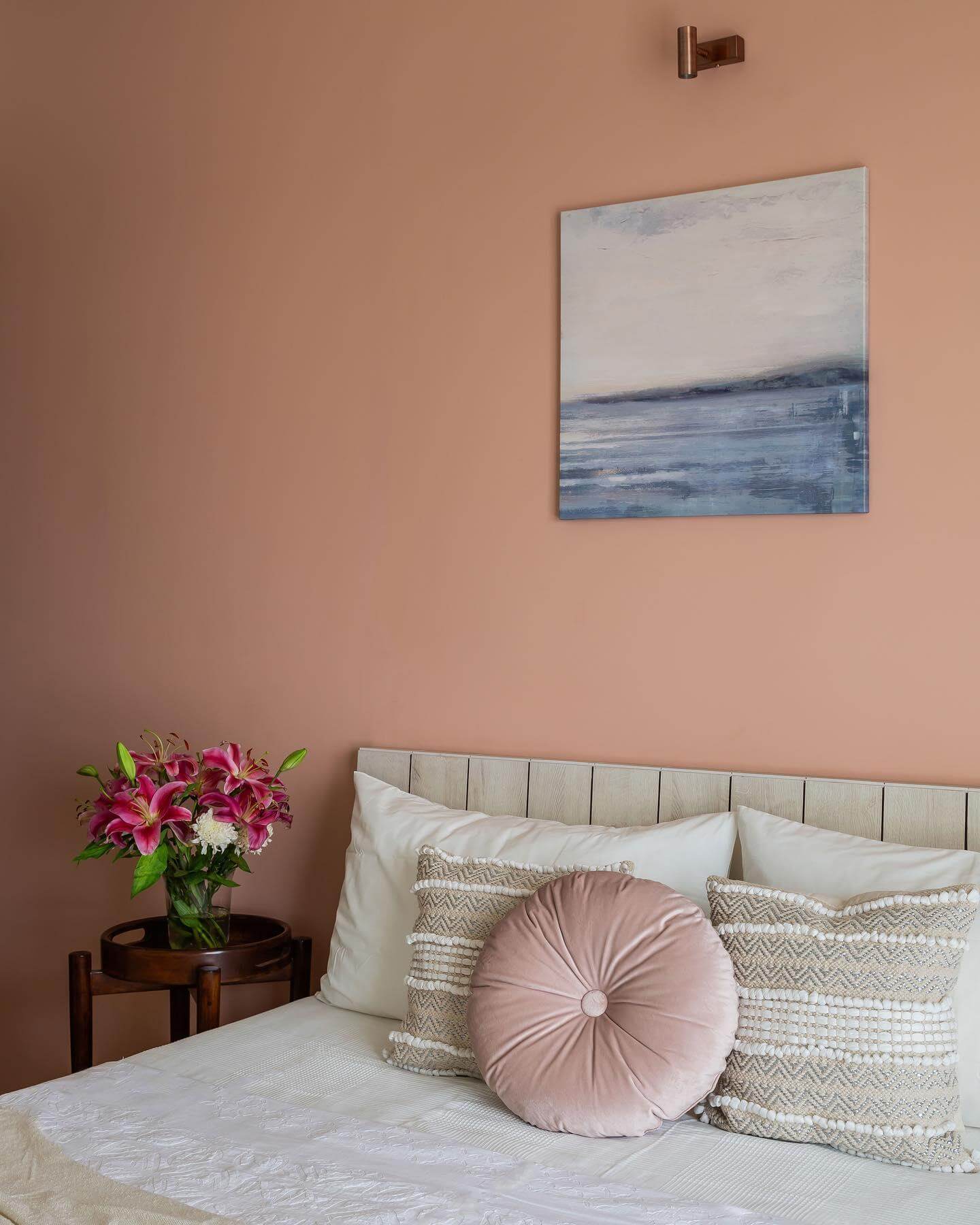 Abstract Landscape Art Adds Serene Blue Tones Above Peach