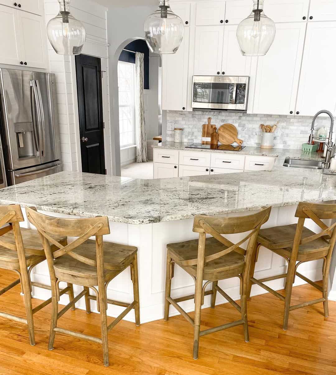 Marble Subway Tile Calms Busy Granite Patterns