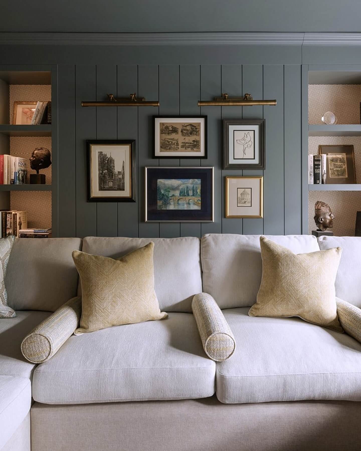 Paneled Wall Creates a Backdrop for a Curated Art Collection