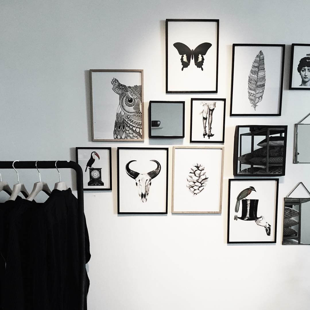Monochromatic Illustrations Add Whimsical Charm to Gallery Walls