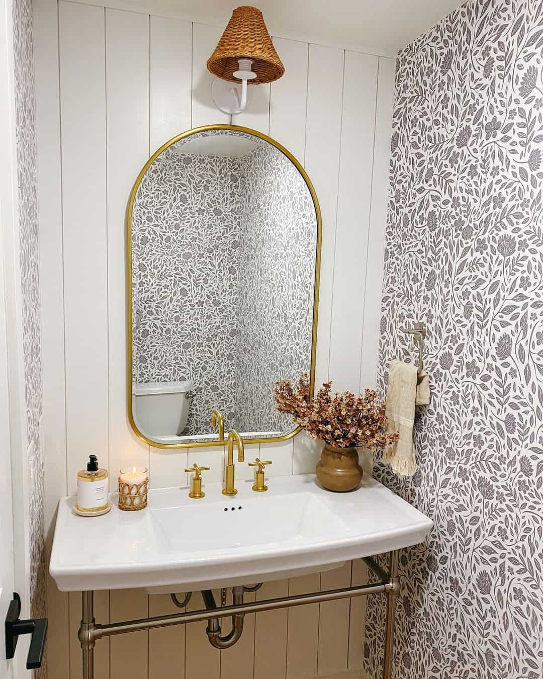 Woven Pendant Light Adds Natural Texture Above a Vanity