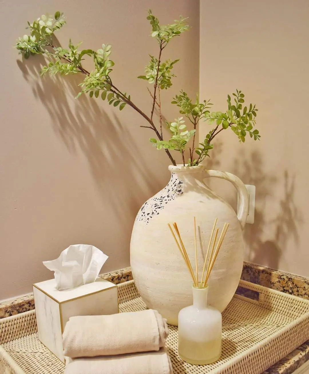 Textured Ceramic Vase Holds Greenery for a Soft Touch