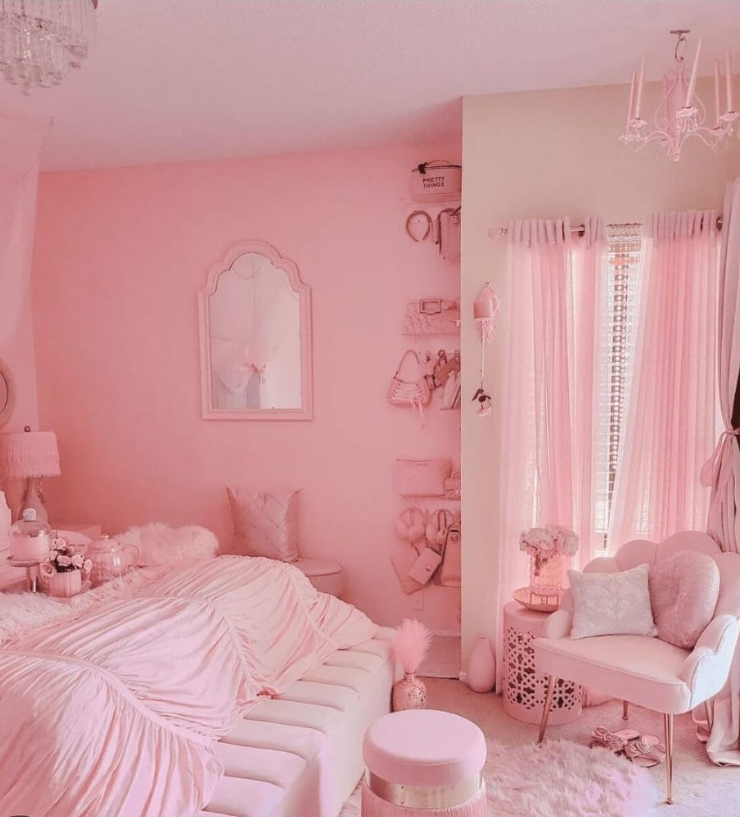 Wall-Mounted Shelves Display Handbags and Accessories