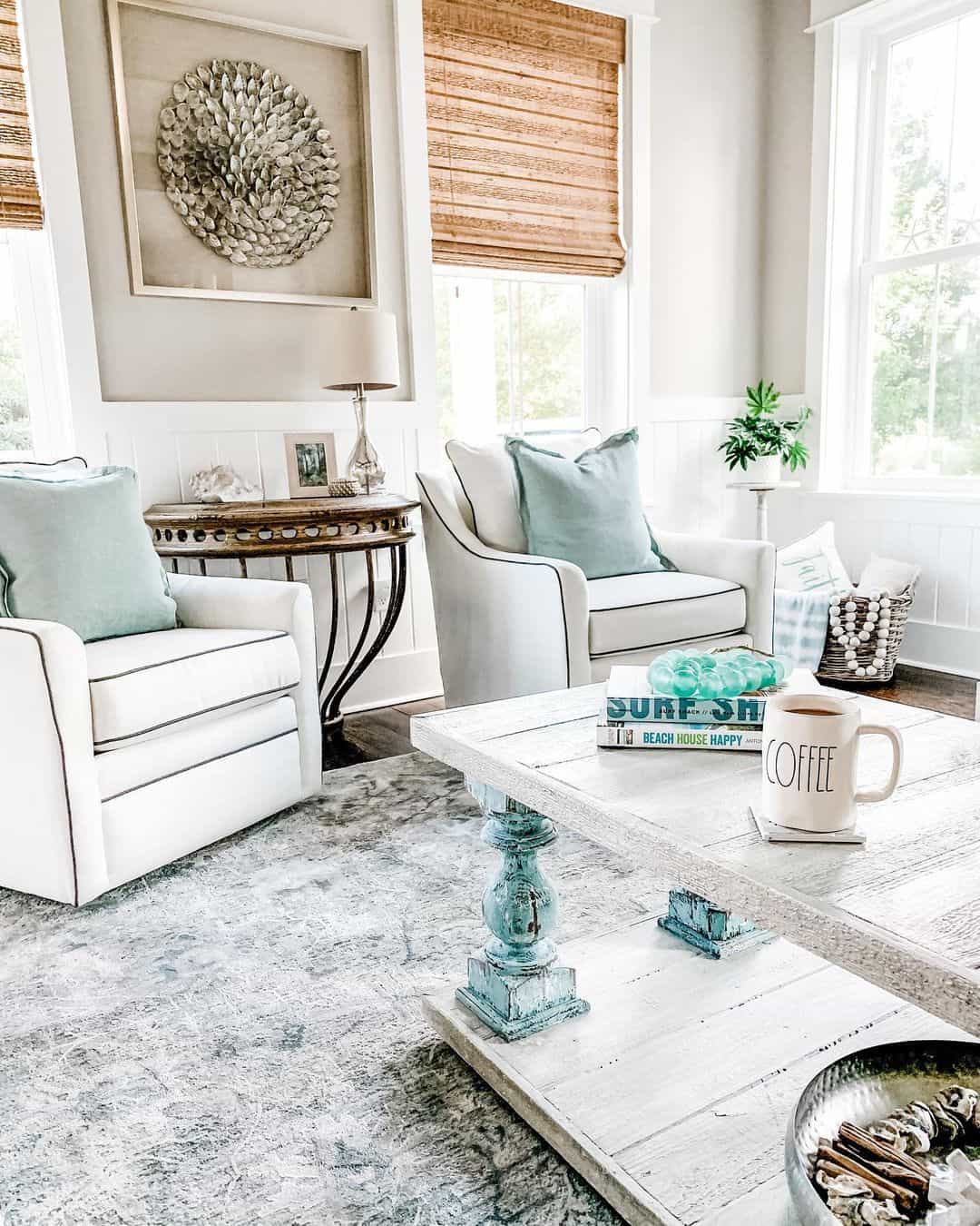Feature a Distressed Turquoise Pedestal Table