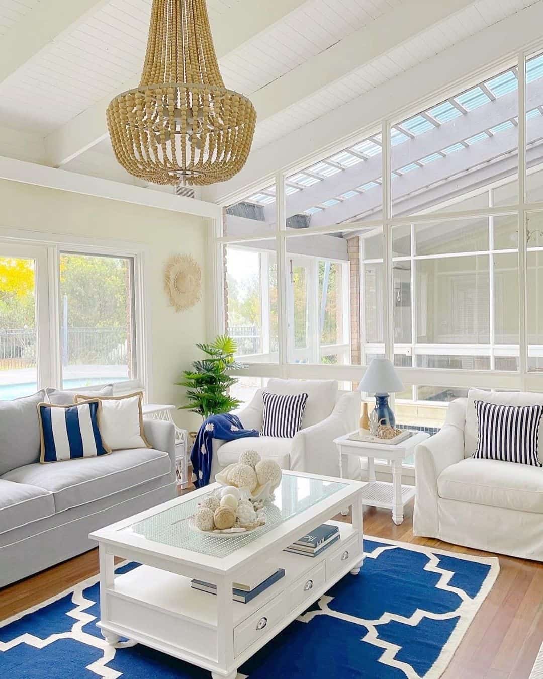 Beaded Chandelier Adds Natural Texture and Coastal Charm