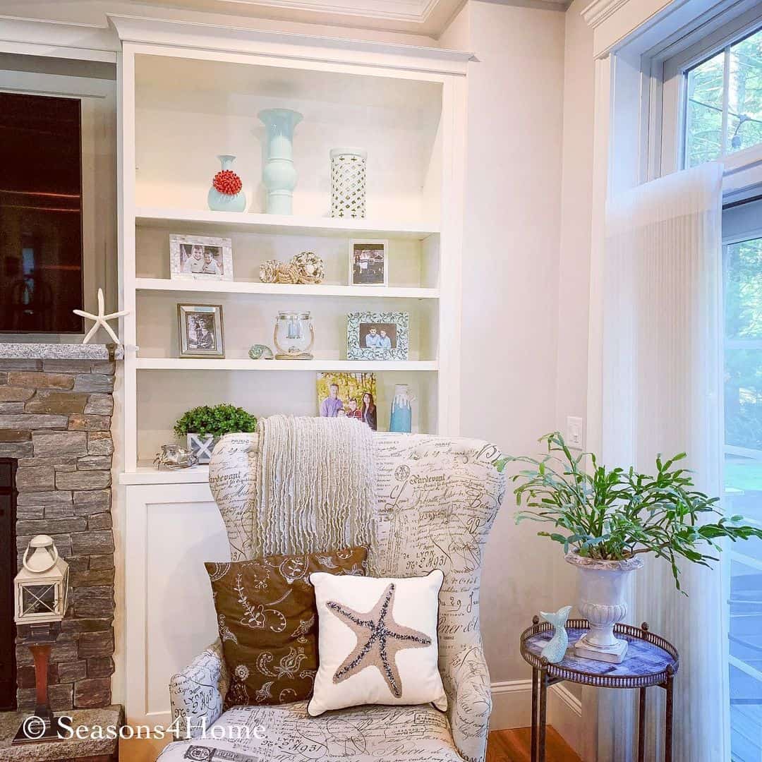 Starfish Pillow Adds Nautical Charm to Patterned Armchair