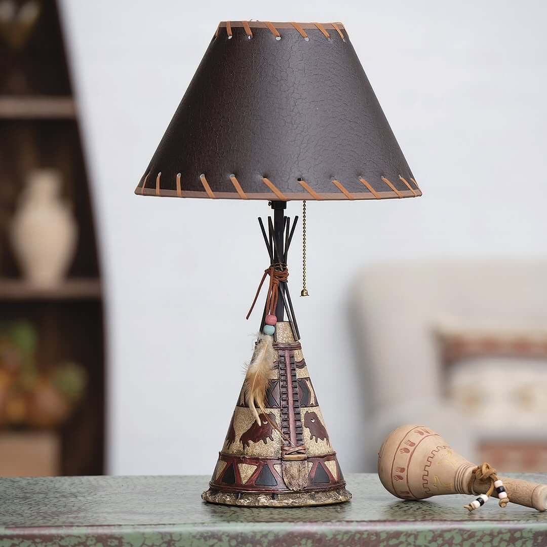 Teepee-Shaped Lamp with Feather Accents Adds Southwestern Flair