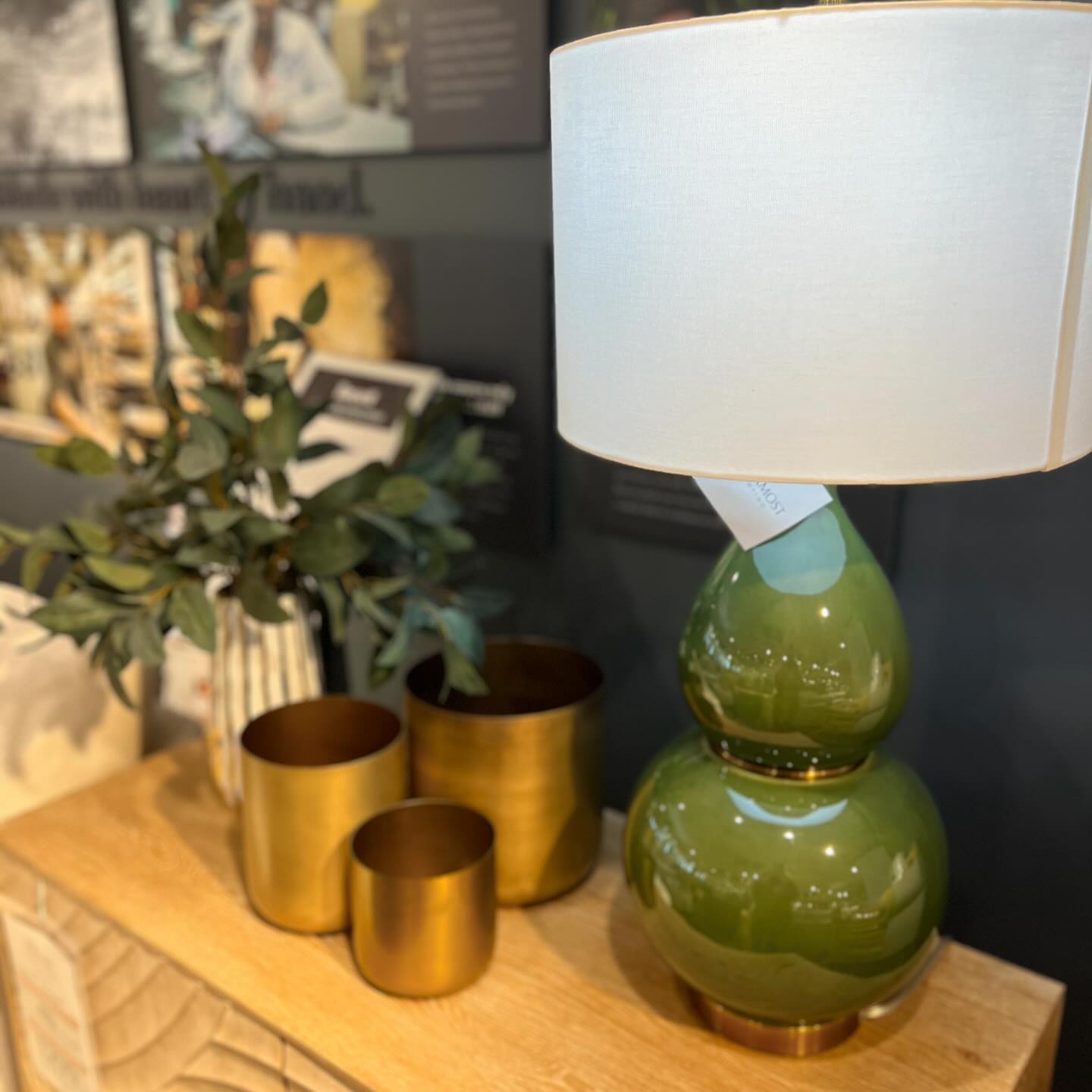 Glossy Green Double-Gourd Lamp Adds Organic Shape
