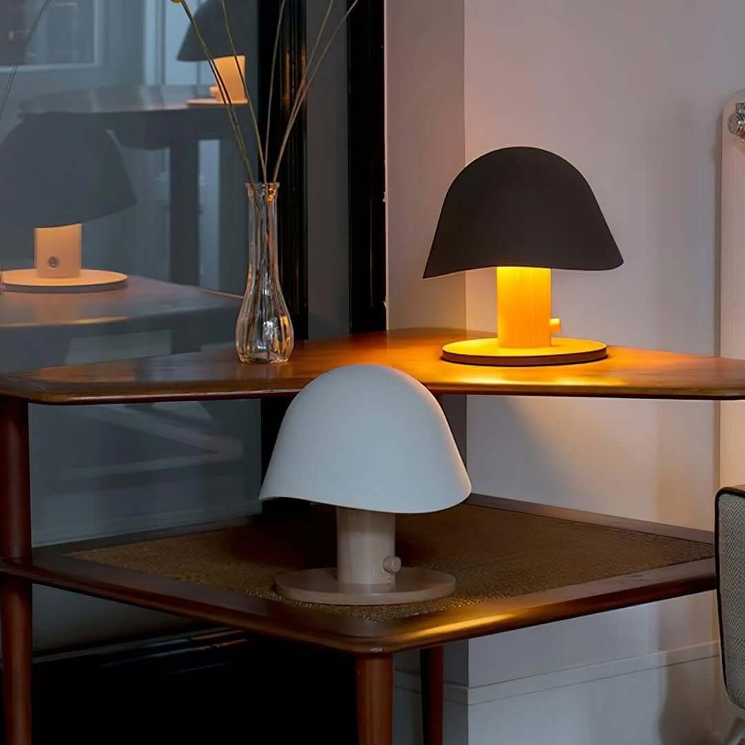 Mushroom-Shaped Lamps Add Whimsical Warmth to Corner Desks