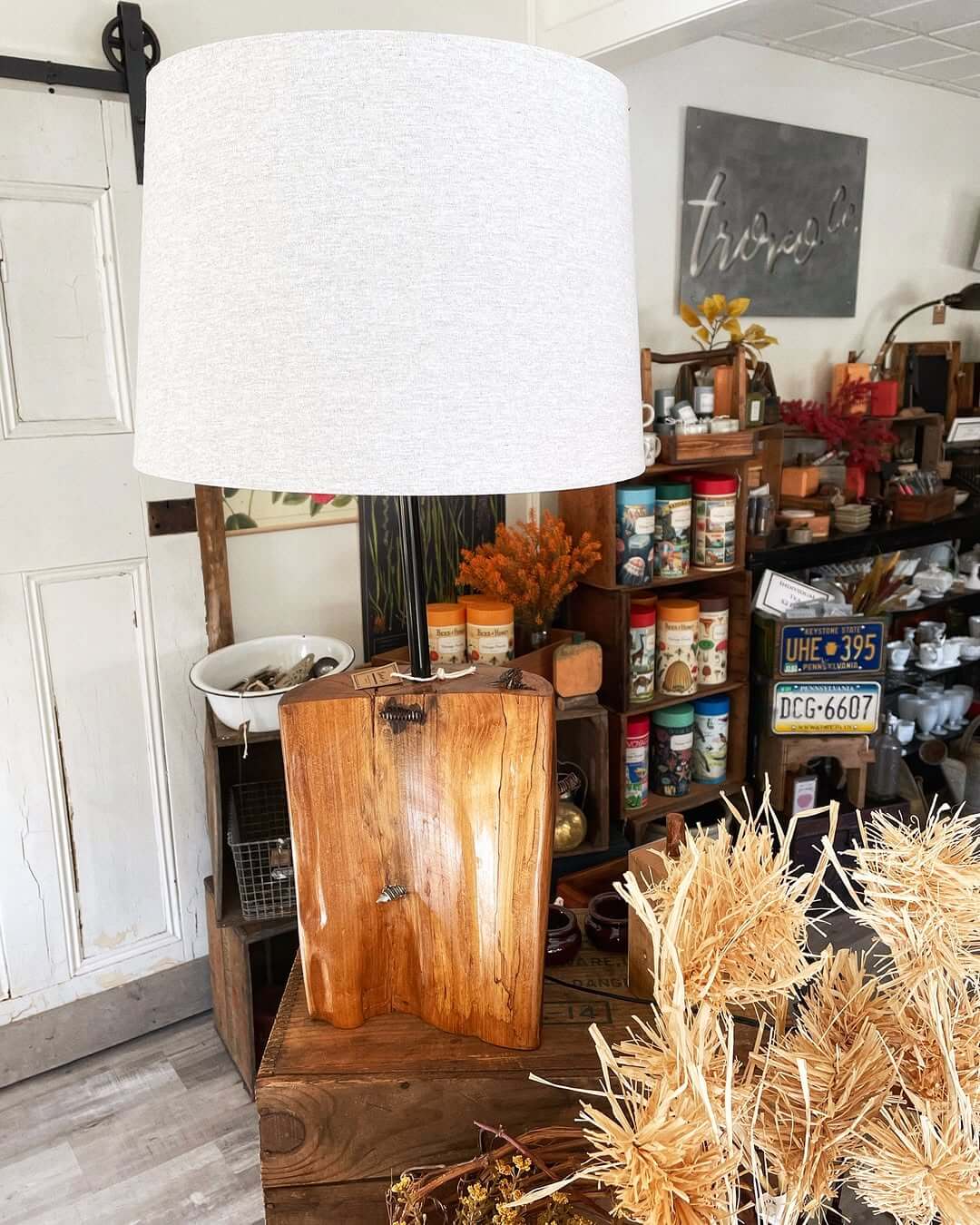 Wood Slab Lamp Base Adds Organic Texture