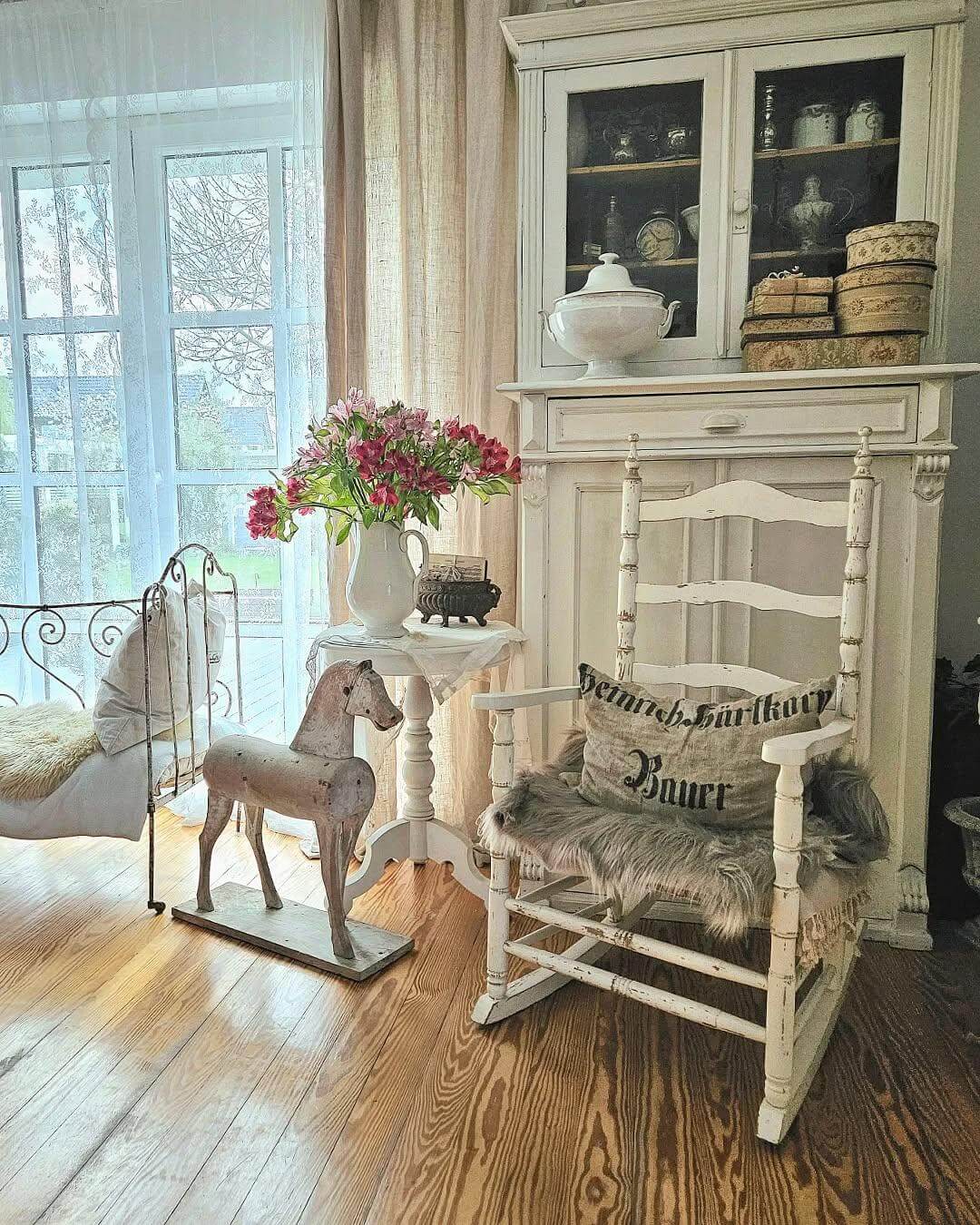 Place a Distressed Wooden Horse for Vintage Floor Decor