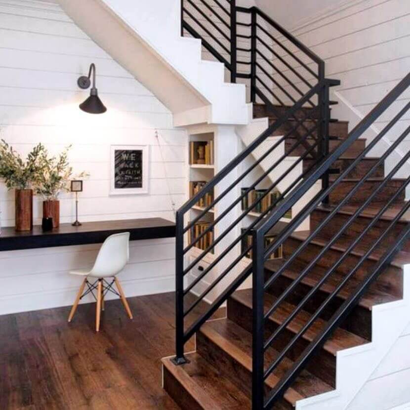 Recess Shelves into Staircase Walls for Books