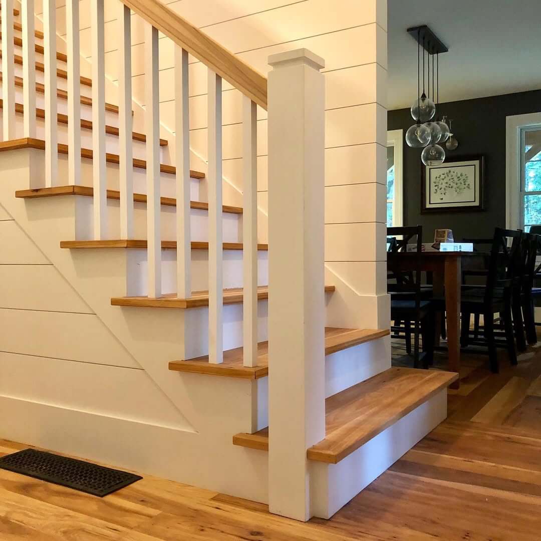 Frame Your Staircase with White Shiplap Walls
