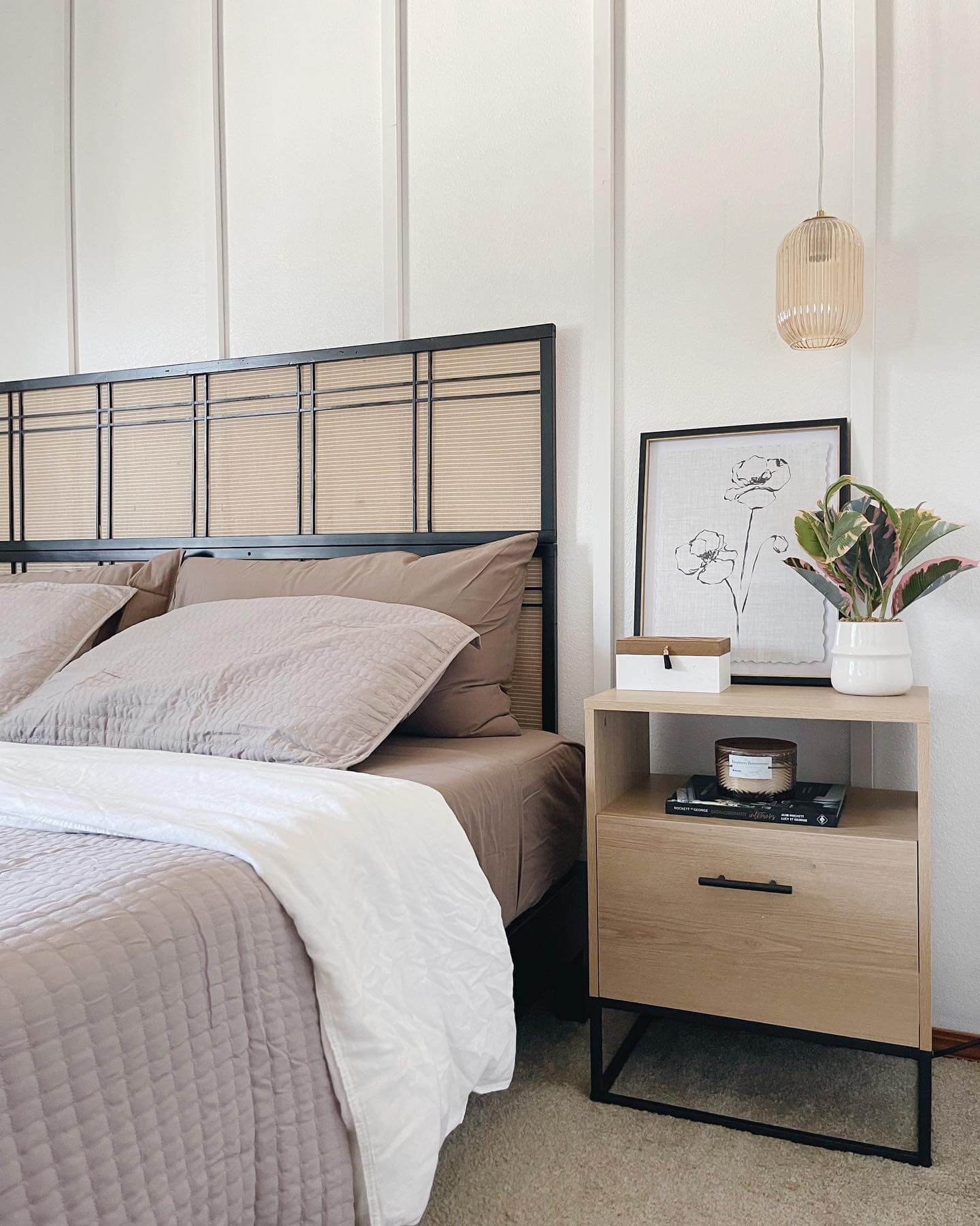 Framed Botanical Art Adds a Delicate Touch to Your Nightstand