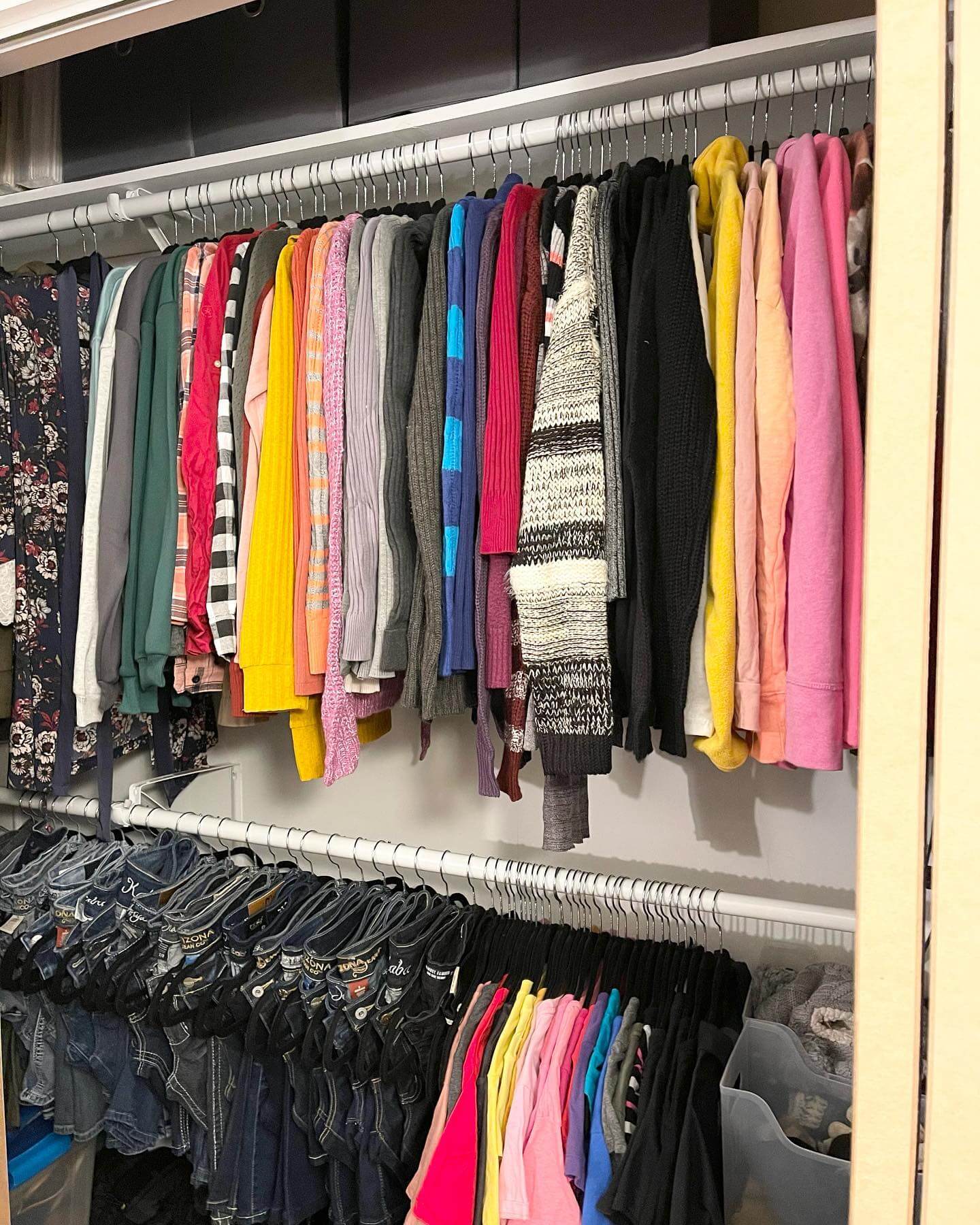 Fold Jeans Over Hangers to Maximize Shelf Space