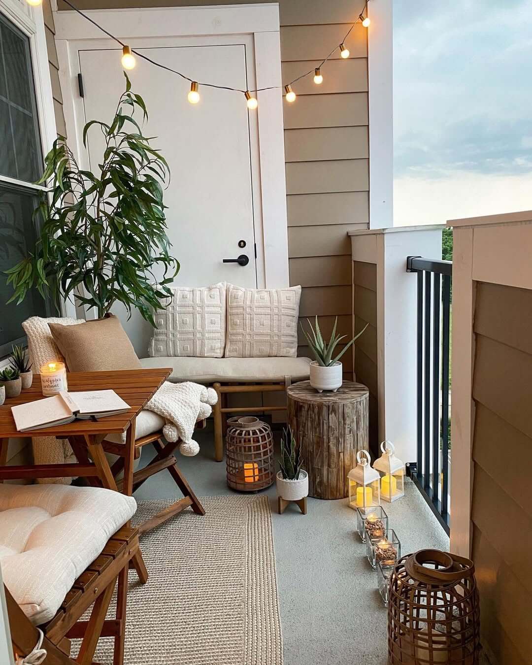 String Lights Create Ambiance Above Your Balcony Seating