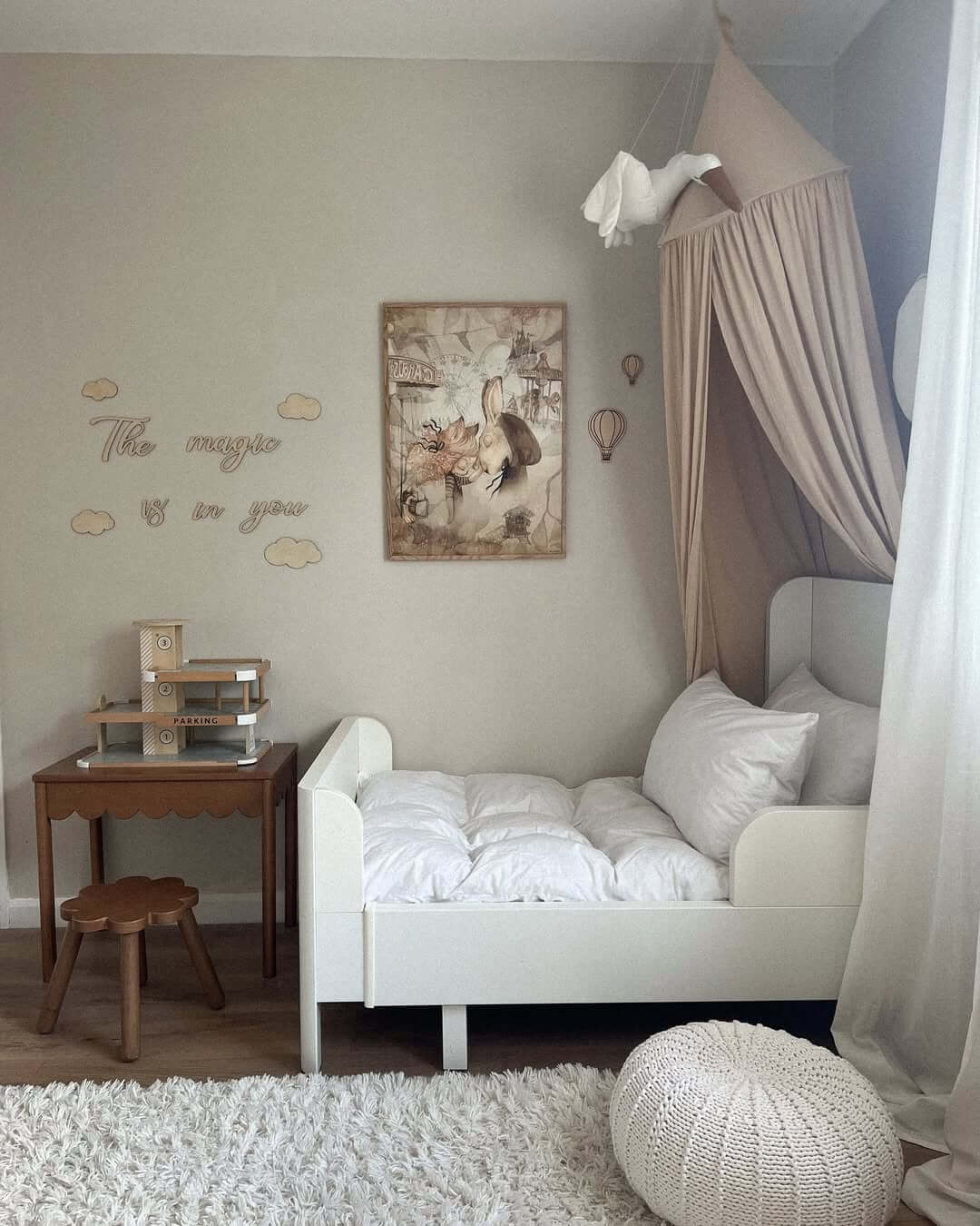 Wooden Wall Decals Add Whimsical Charm Above the Bed