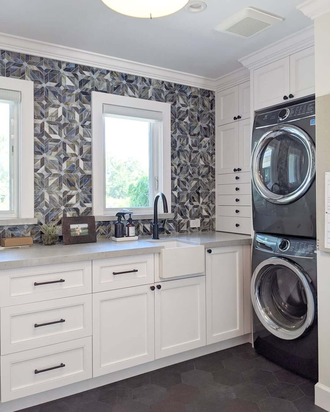 Geometric Tile Backsplash Adds Pattern Above the Sink